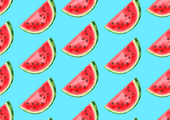 Seamless pattern with watermelons slices.