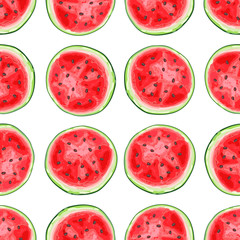 Seamless pattern with watermelons slices.