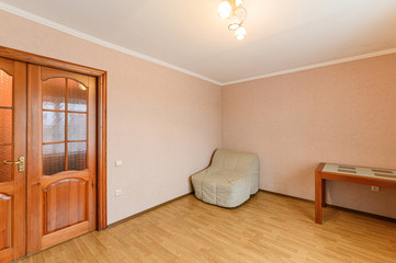 Russia, Moscow- October 10, 2019: interior room apartment modern bright cozy atmosphere. general cleaning, home decoration, preparation of house for sale