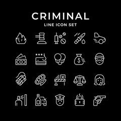 Set line icons of criminal