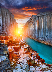 Studlagil basalt canyon, Jokulsa a Dal River. Iceland, Europe.  One of the most wonderfull hidden...