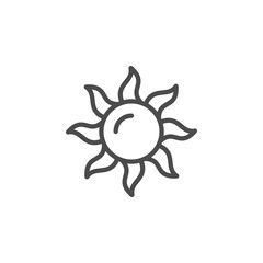 Sun line outline icon and light object