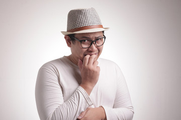 Young Man Nervous Afraid or Worried of Something