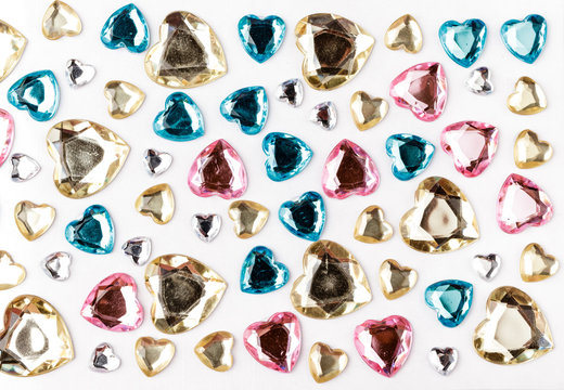 Hearts. Decorative stickers on bright background.