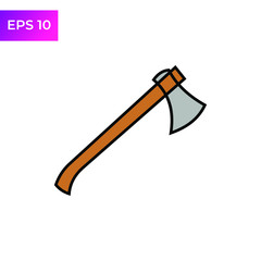 Axe Flat icon template color editable. Axe symbol vector sign isolated on white background. Simple logo vector illustration for graphic and web design.