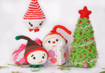 Decorative Waldorf toys handmade by wool, representing Christmas holiday symbols