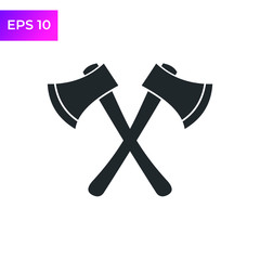 Axe Flat icon template color editable. Crossed Axe symbol vector sign isolated on white background. Simple logo vector illustration for graphic and web design.