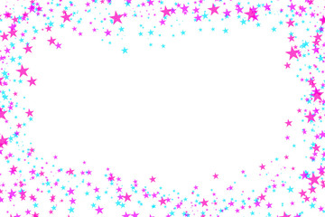 Abstract colorful confetti frame. Stars Isolated on the white