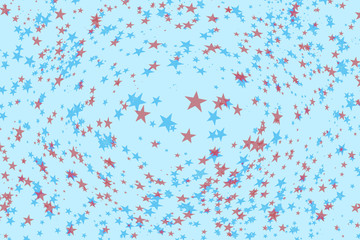 Abstract colorful confetti pattern. Stars Isolated on blue background