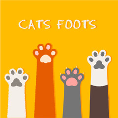 Vector cat flat design, prints, cartoon, cute cat foot wallpaper vector illustration