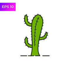 Cactus icon template color editable. Saguaro cactus symbol logo vector sign isolated on white background illustration for graphic and web design.