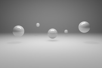 Abstract 3d render of spheres, modern background design,abstract background with white balloons.