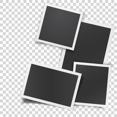 Retro photograph set isolated on abstract checkered background.