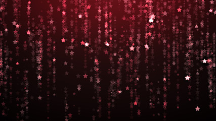 Naklejka na ściany i meble Unique Abstract Glamorous Red Star Falling Confetti Glitter Rain Background
