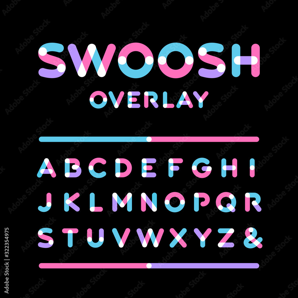 Fototapete rounded font. vector alphabet with overlay effect letters.