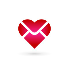 Mail envelope heart logo icon design template elements