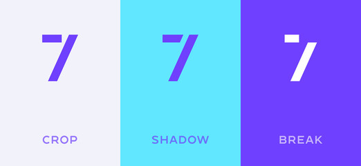 Set of number 7 minimal logo icon design template elements