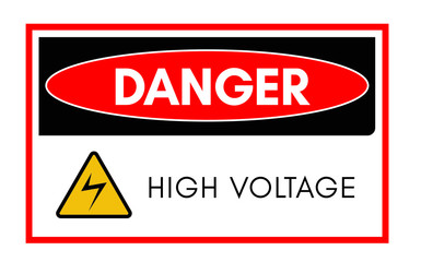 High Voltage Sign. Danger symbol. Black arrow isolated in yellow triangle on white background. Warning icon. Vector illustration in EPS 10.