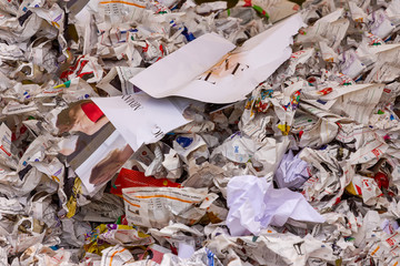 Household paper waste, recycling, waste materials.