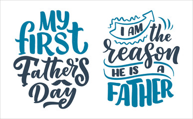 Funny hand drawn lettering quotes for Family Look design. Cool phrases for t shirt print. Inspirational slogans for Father's Day. Funny typography fashion template. Vector