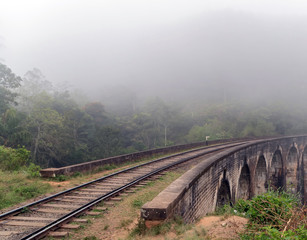 rainforest morning fog Railway Viaduct stone Nine Arch Bridge