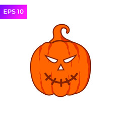 Jack O Lantern, Halloween pumpkin icon template color editable. Flat Halloween pumpkin symbol logo vector sign isolated on white background illustration for graphic and web design.