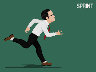 A businessman is sprinting.