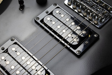 Detail of an electric guitar close up