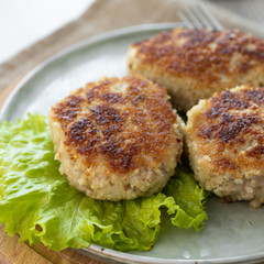 Homemade meat cutlets on a plate