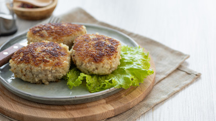 Homemade meat cutlets on a plate
