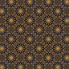 Golden oriental pattern design on dark background. Royal pattern design in vector. Golden mandala pattern on dark background