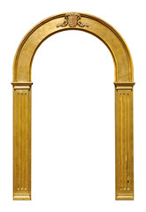 Golden frame for paintings, mirrors or photo isolated on white background