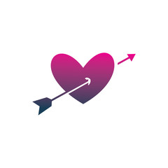 love arrow pink purple blue line logo design