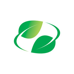 motion circle green nature leaf logo design