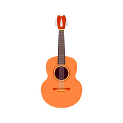 Obraz premium String electric guitar isolated on white background. Cartoon musical instruments in flat style. Guitar cute icon. Vector illustration