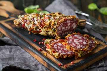 Smoked sausage with spices and herbs