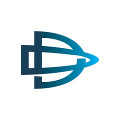 blue color line letter d  dd logo design