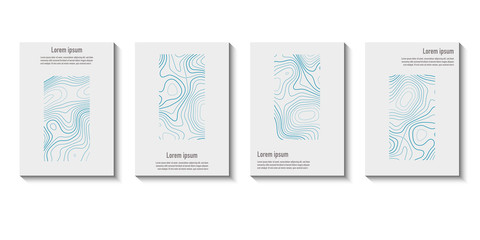 Fototapeta na wymiar Abstract topographic brochure design templates collection. Book design, blank, print design, journal. Brochure template. Layout vector template in A5 size