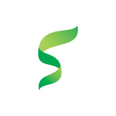 green nature leaf letter s logo design