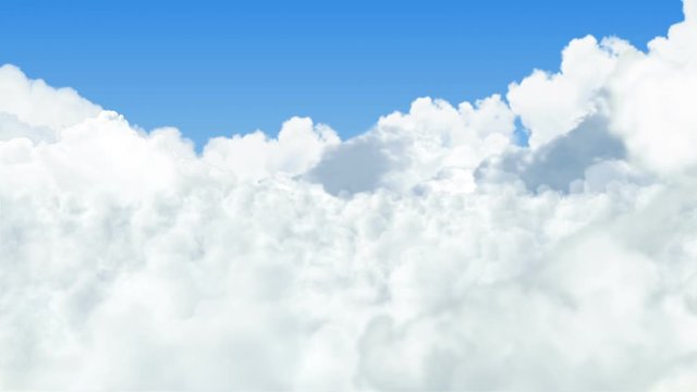 aerial view of flight trough and above a cloud scape in a sunny day
