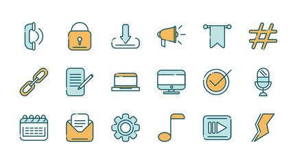 social media network technology multimedia line and fill