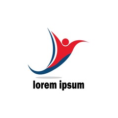 Sport Fitness Winner Champion Man Logo design vector template. Active workout concept Logotype icon