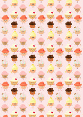 seamless pattern with cupcakes