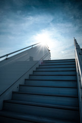 stairs up, ladder to the ship or plane. sky