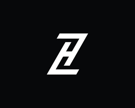 Creative and Minimalist Letter ZH HZ  Logo Design Icon, Editable in Vector Format in Black and White Color