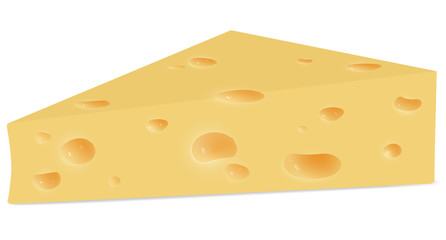 Vector illustration piece cheese isolated on white background.