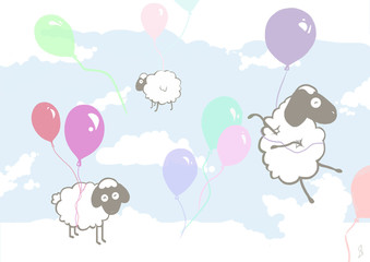 flying sheep in the sky