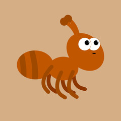 Kawaii, funny character, green insect, icon, ant, cute cartoon, smiling face, flat design, kids pictures