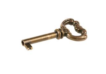 Old key isolated on white background
