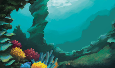 coral reef with fish © Алина Лещенко